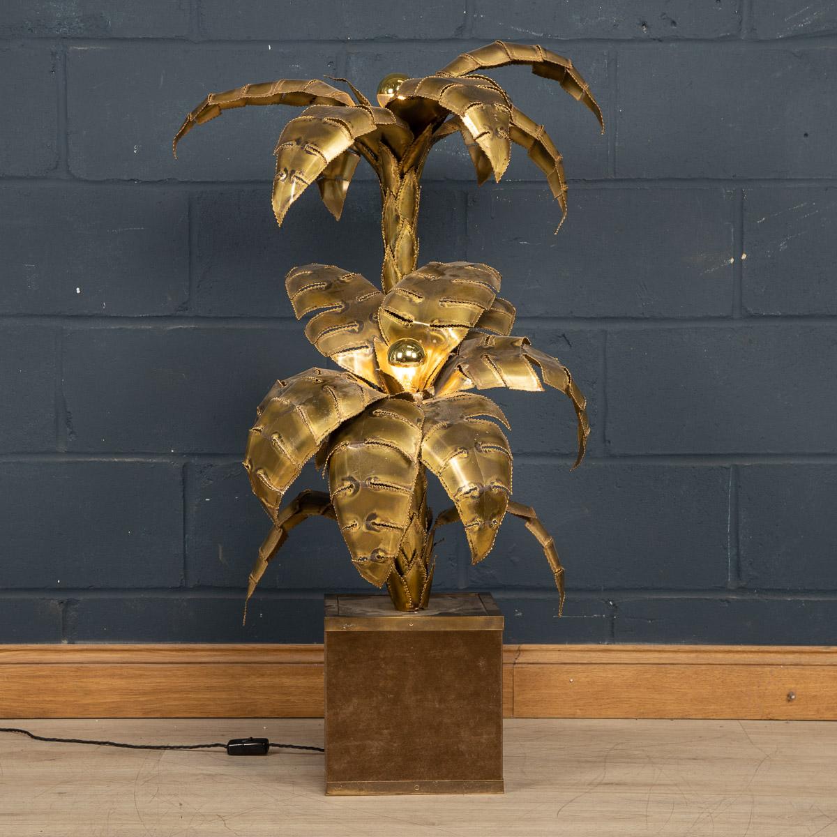 Brass 20th Century French Palm Floor or Side Lamp by Maison Jansen, c.1970 For Sale