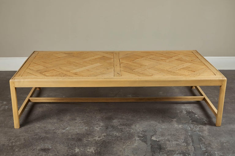 20th Century French Parquet Bleached Oak Coffee Table at 1stDibs
