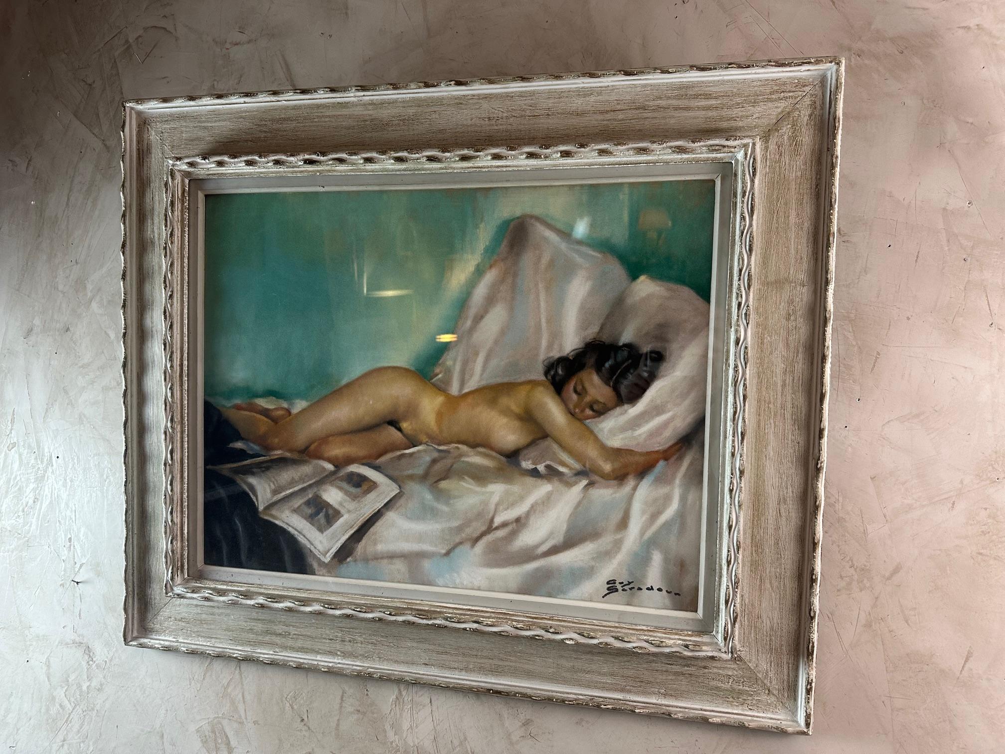 20th century French Pastel Painting by Guy Seradour, 1950s In Good Condition For Sale In LEGNY, FR
