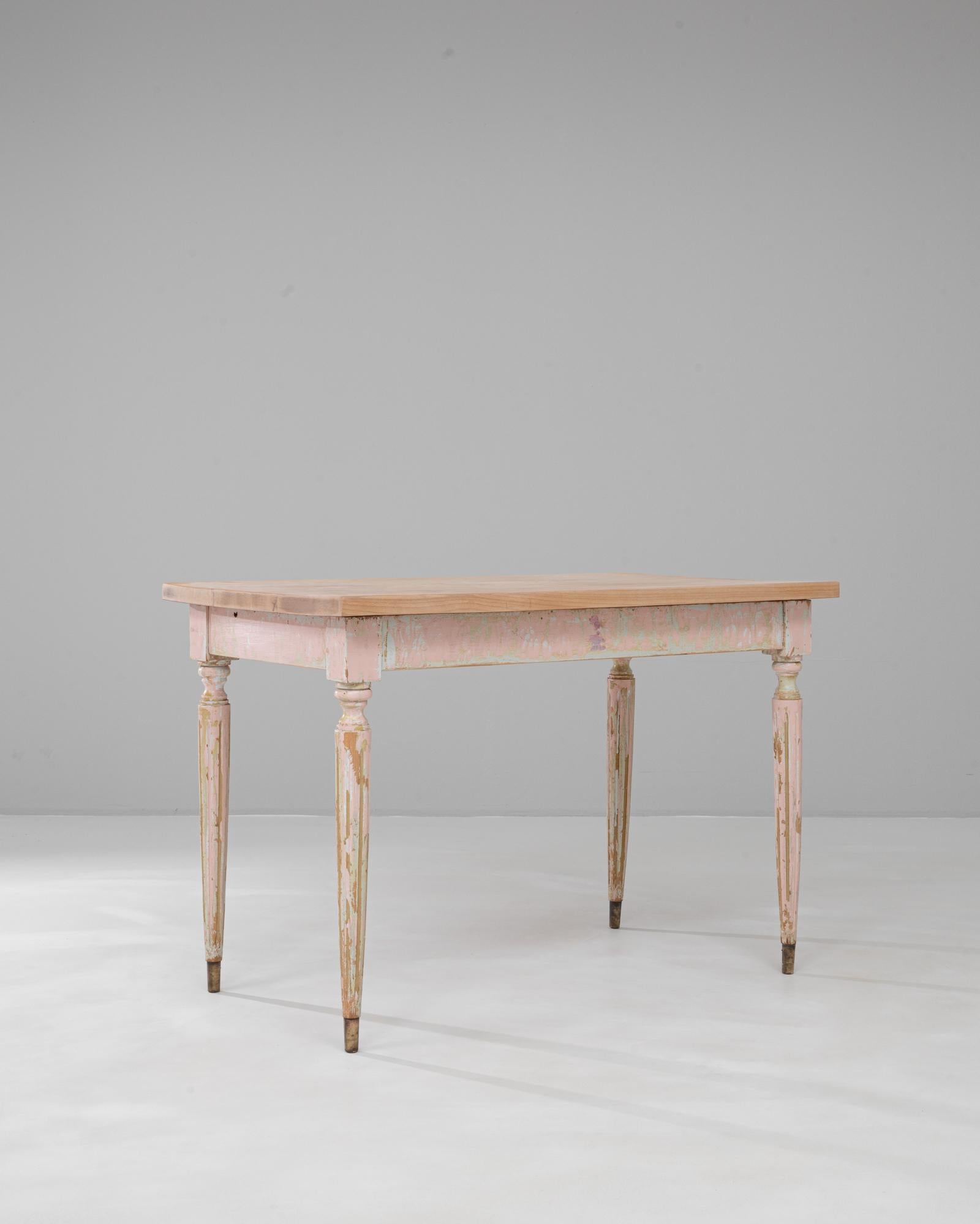 20th Century French Patinated Wooden Side Table For Sale 1