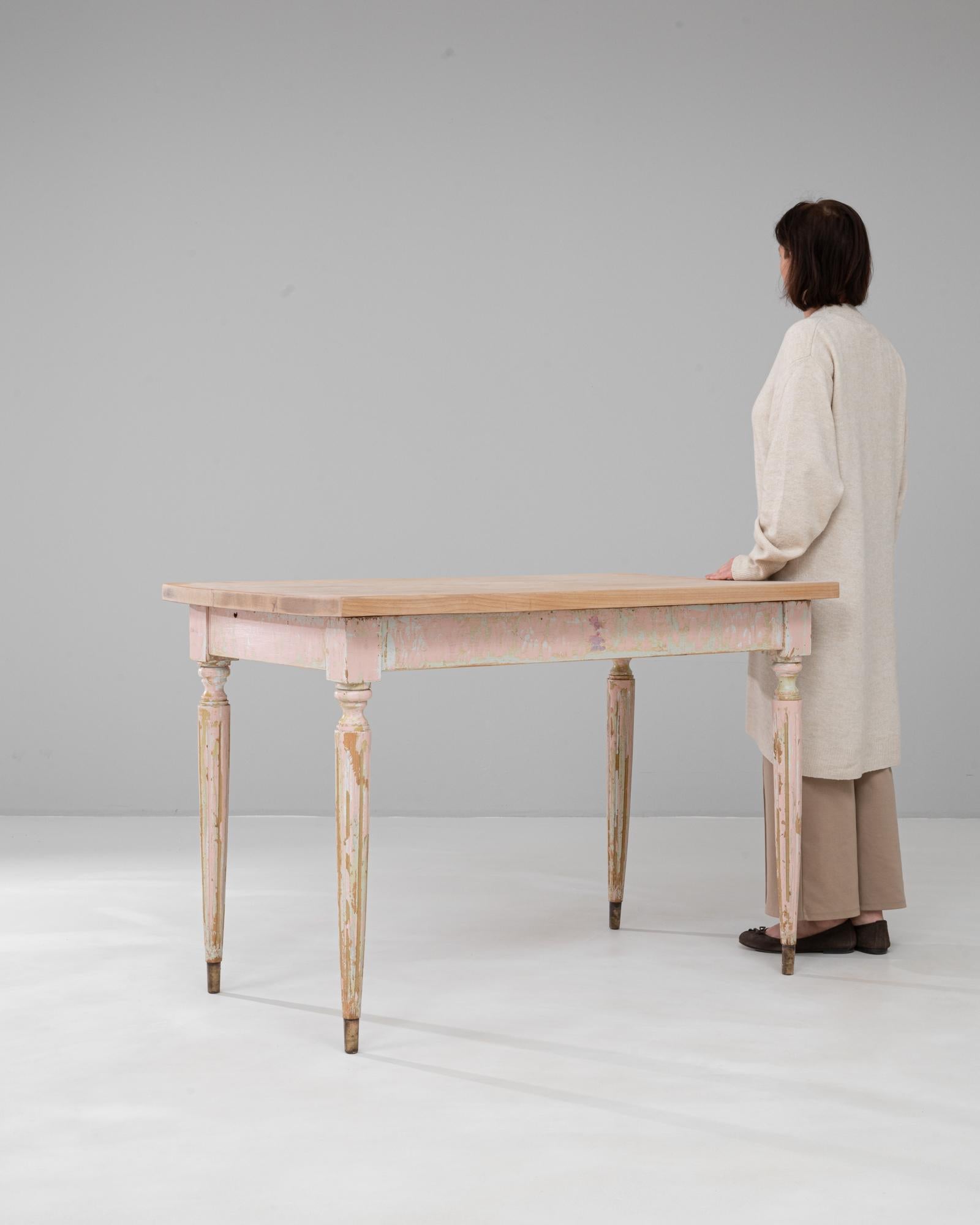 20th Century French Patinated Wooden Side Table For Sale 2