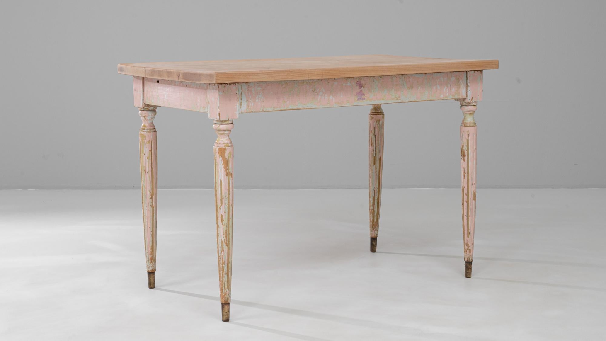 20th Century French Patinated Wooden Side Table For Sale 4