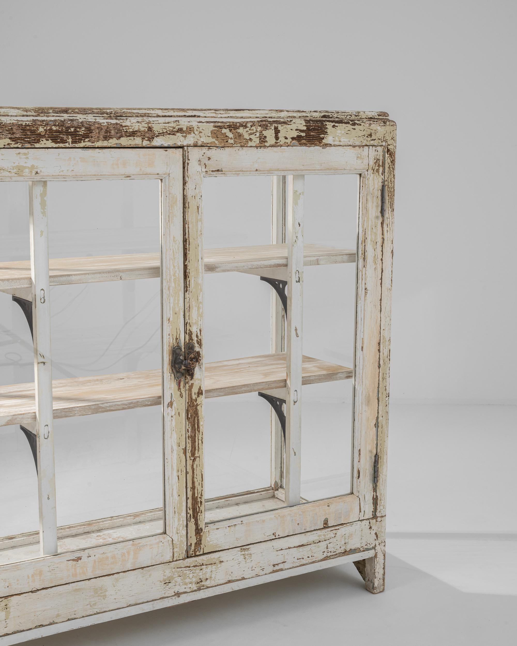 20th Century French Patinated Wooden Vitrine For Sale 3