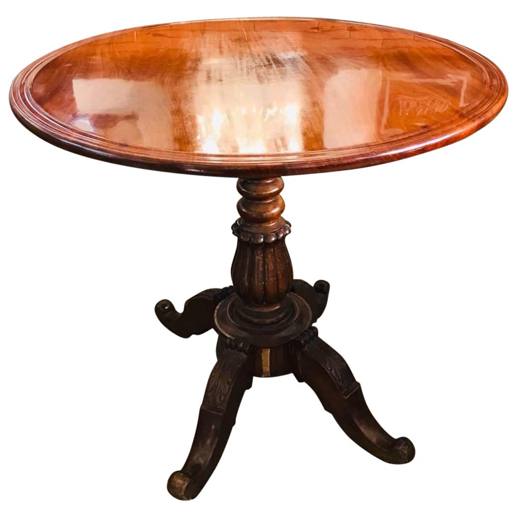 20th Century French Pedestal Hand Carved Mahogany Oval Table