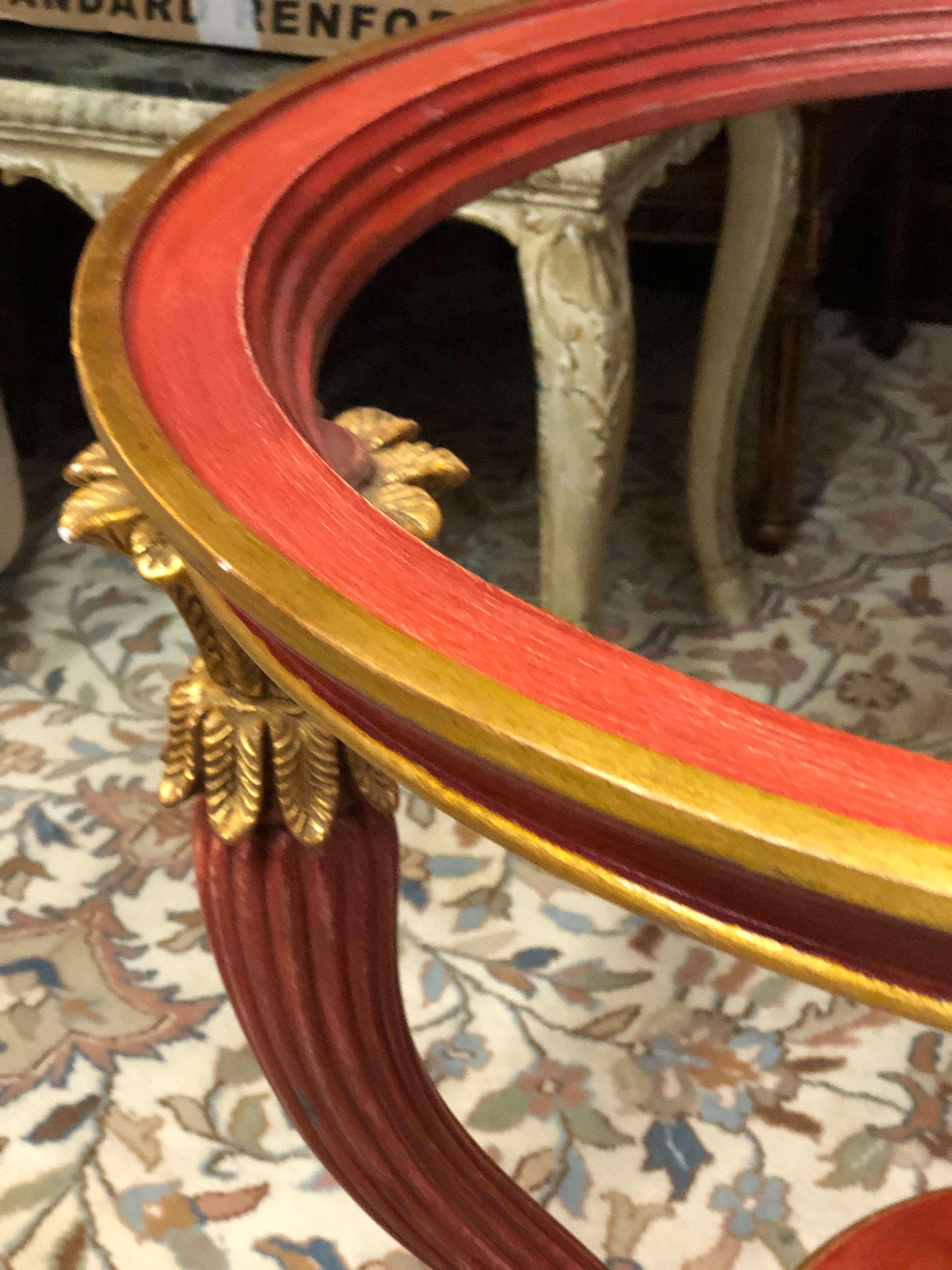 20th Century French Pedestal Round Table in Moulded and Painted in Red Wood In Good Condition In Sofia, BG