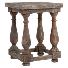20th Century French Pedestal Side Table with Turned Legs