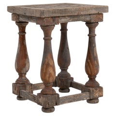 20th Century French Pedestal Table with Turned Wood Legs