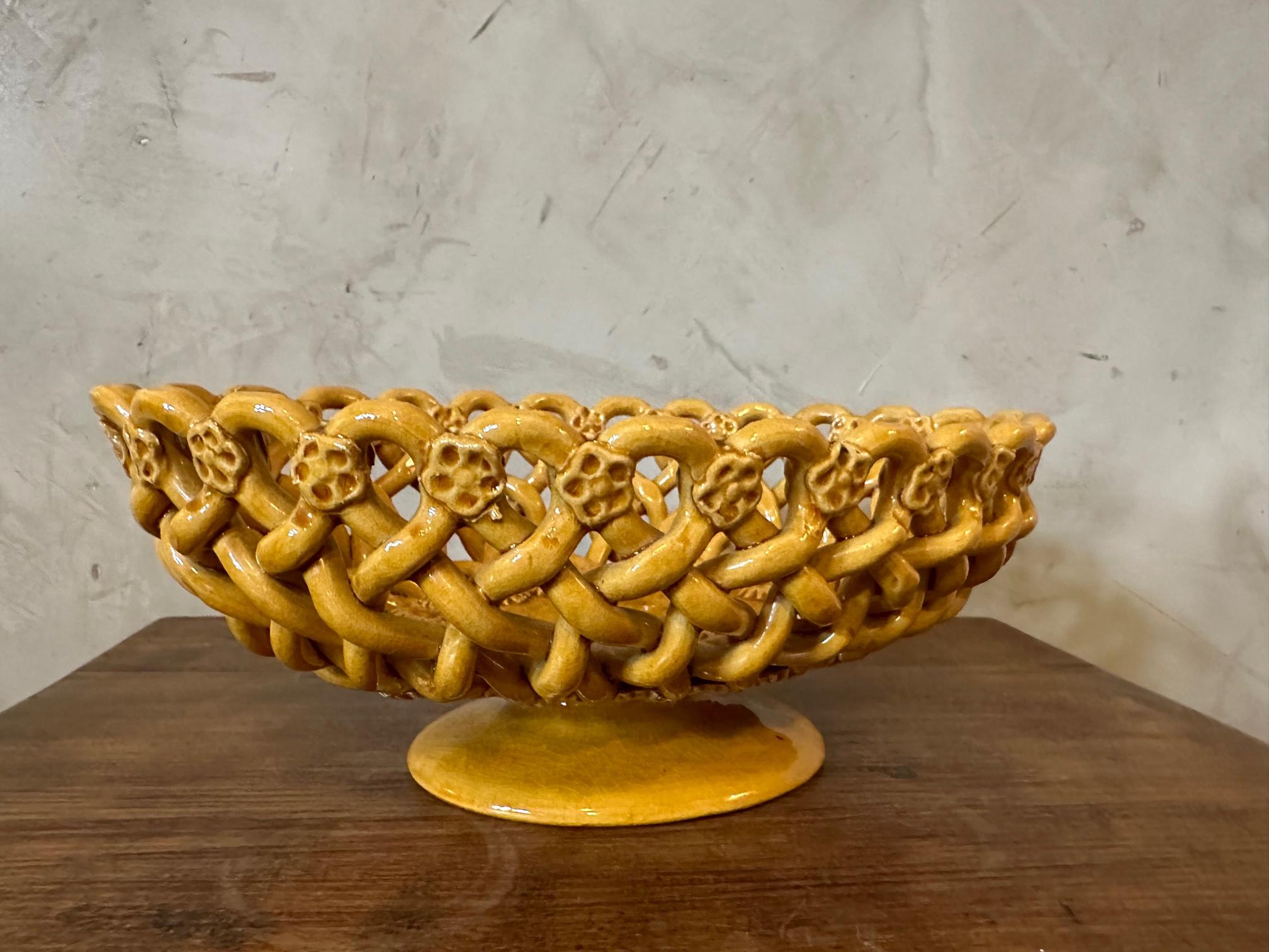 20th century French Pichon Ceramic Fruit Bowl, 1950s In Good Condition For Sale In LEGNY, FR