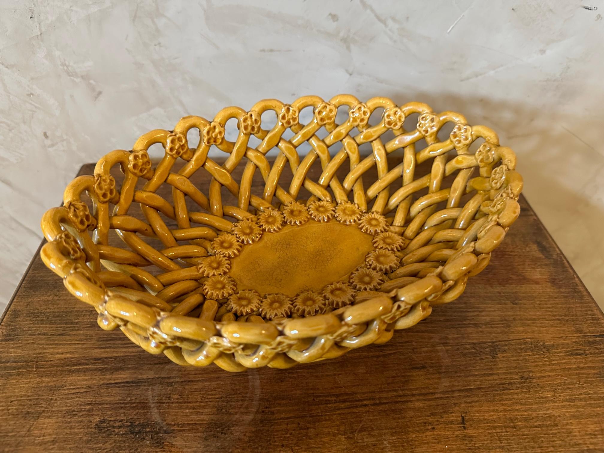20th century French Pichon Ceramic Fruit Bowl, 1950s 1