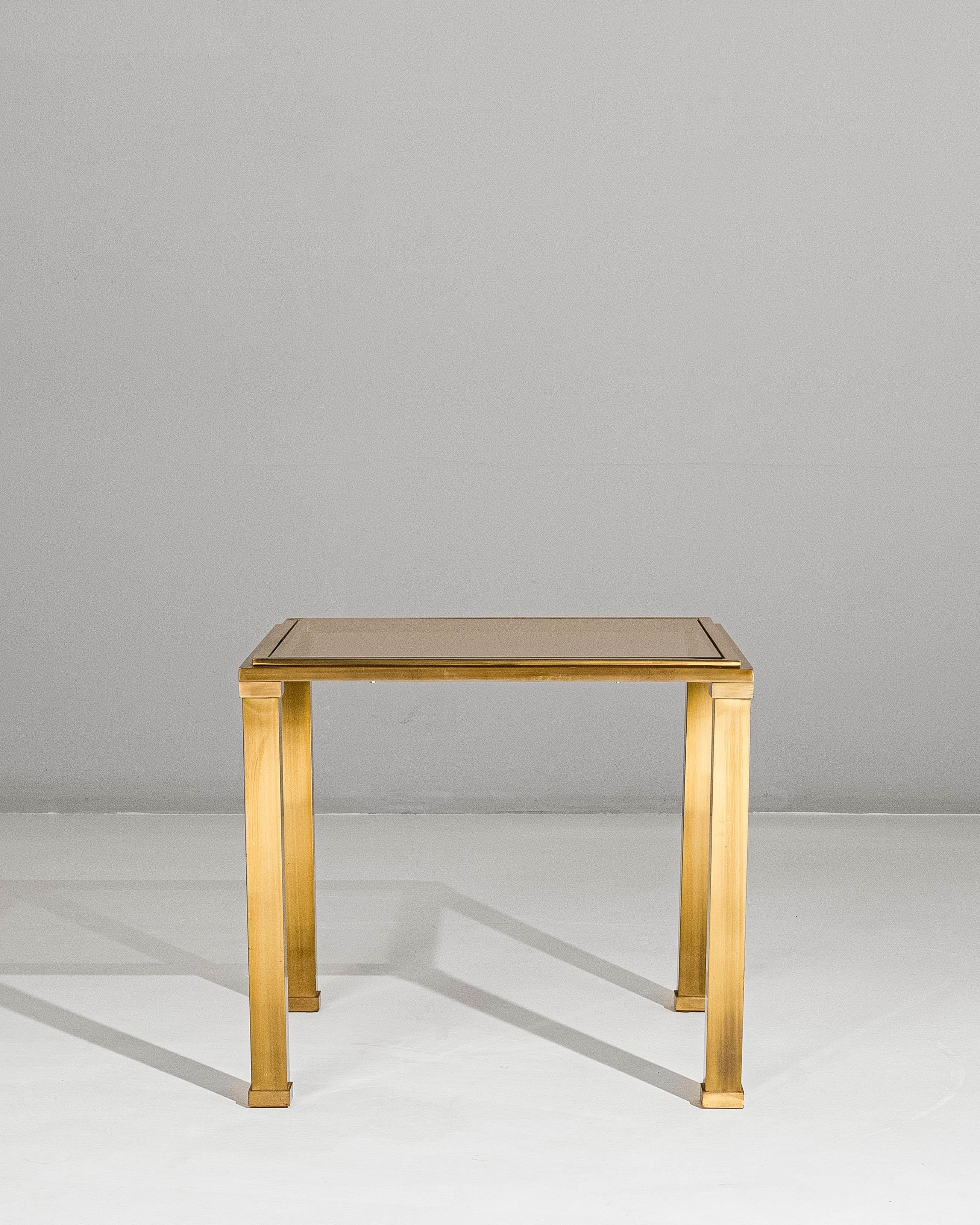 20th Century French Pierre Vandel Style Brass & Glass Coffee Table en vente 5