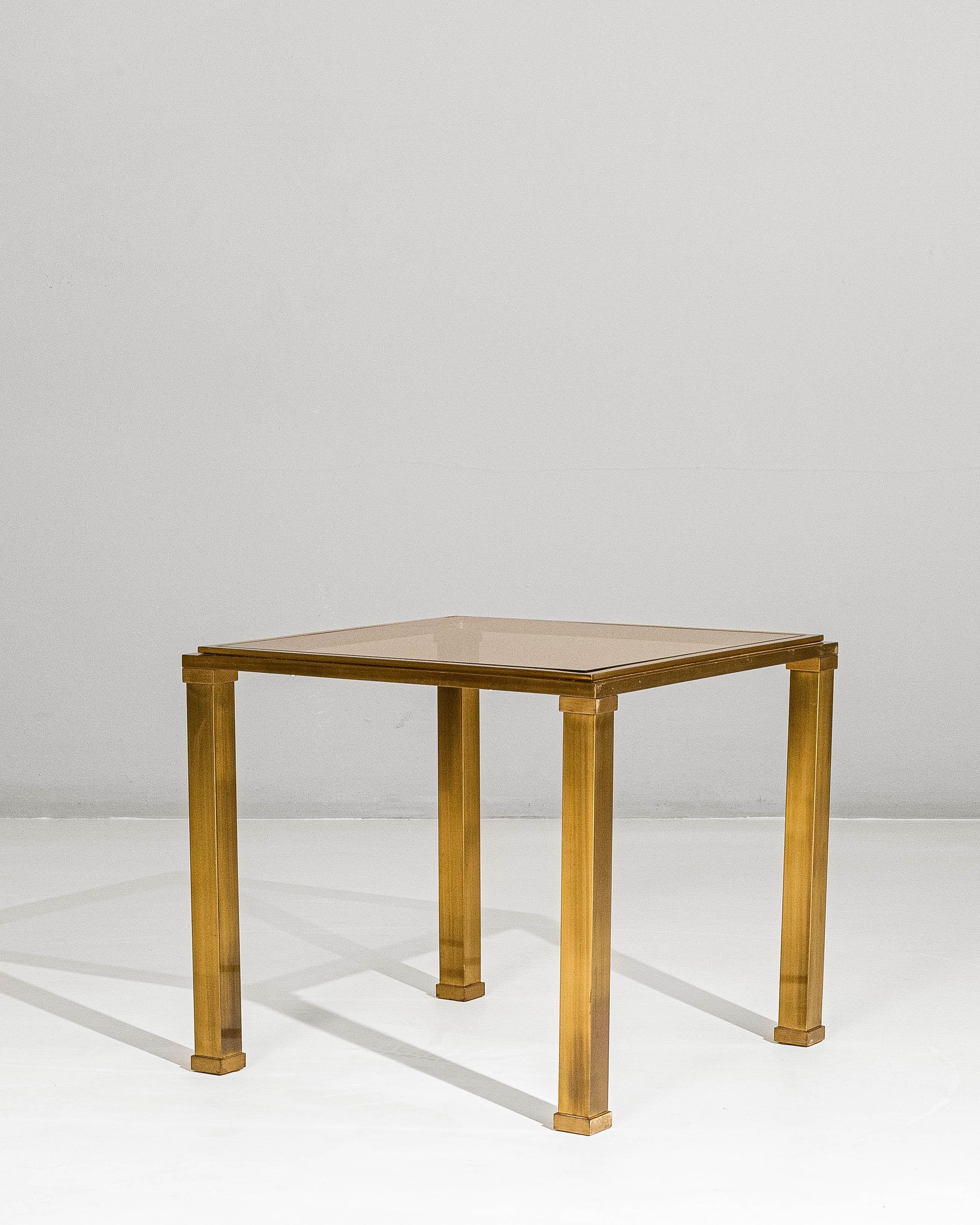 20th Century French Pierre Vandel Style Brass & Glass Coffee Table en vente 6