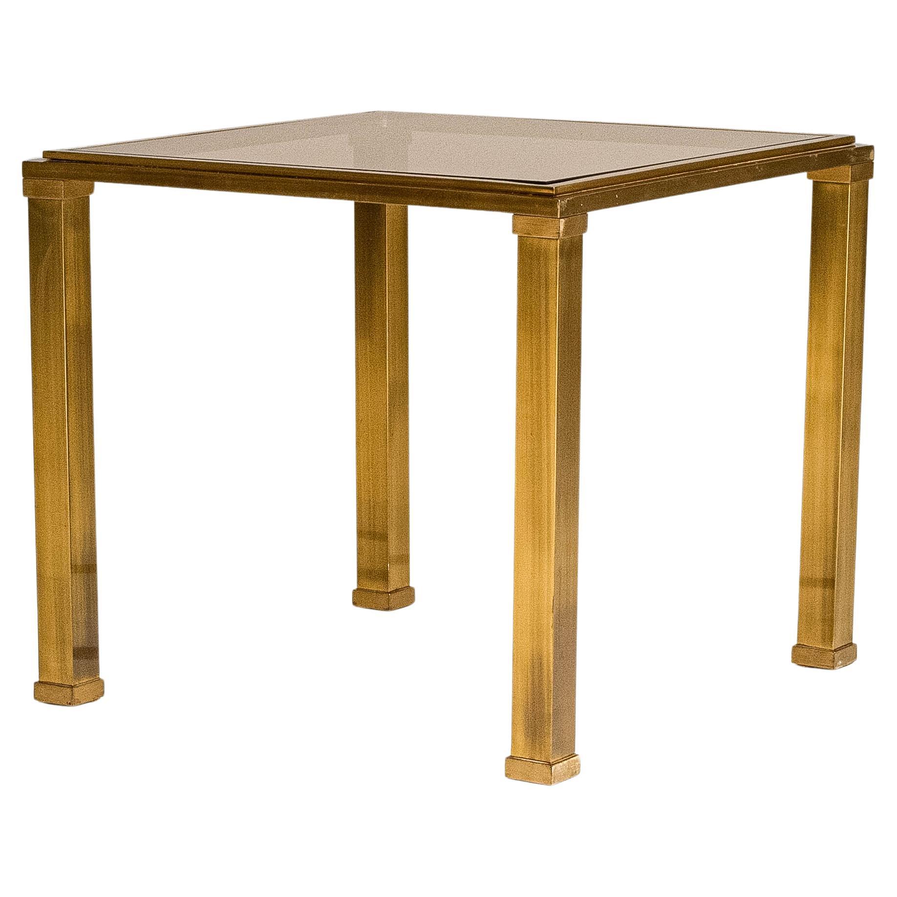 20th Century French Pierre Vandel Style Brass 
Glass Coffee Table en vente