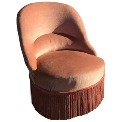 20th Century French Pink Velvet Crapaud Armchair