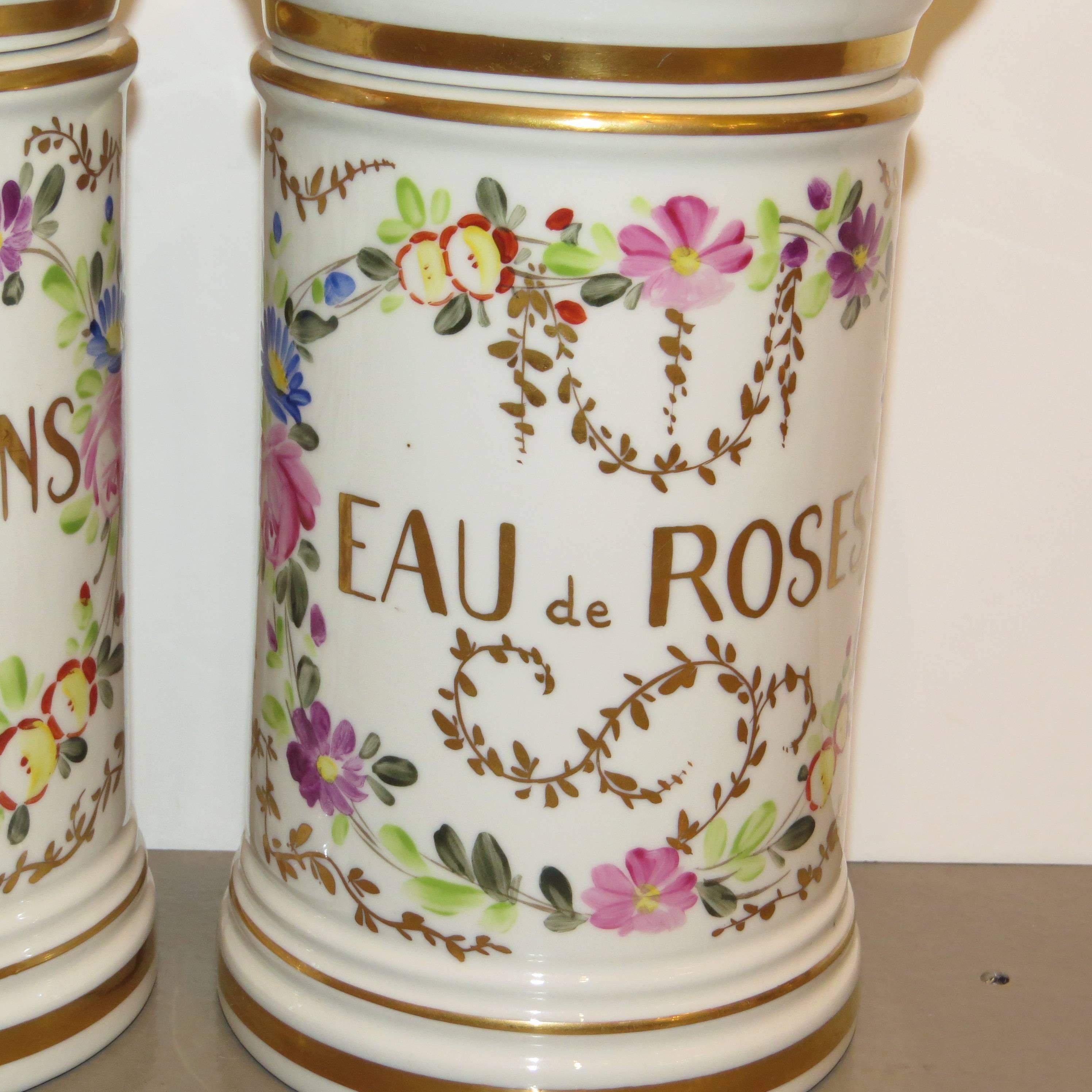 20th Century French Porcelain, Hand-Painted Lidded Jars For Sale 3