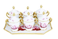 20th century French porcelain 7 piece dessert set