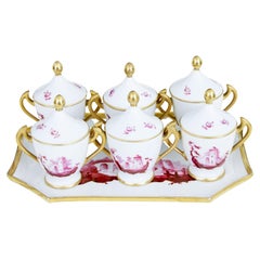 Antique 20th Century French Porcelain 7 Piece Dessert Set