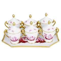 7er-teiliges Dessert-Set aus französischem Porzellan des 20. Jahrhunderts