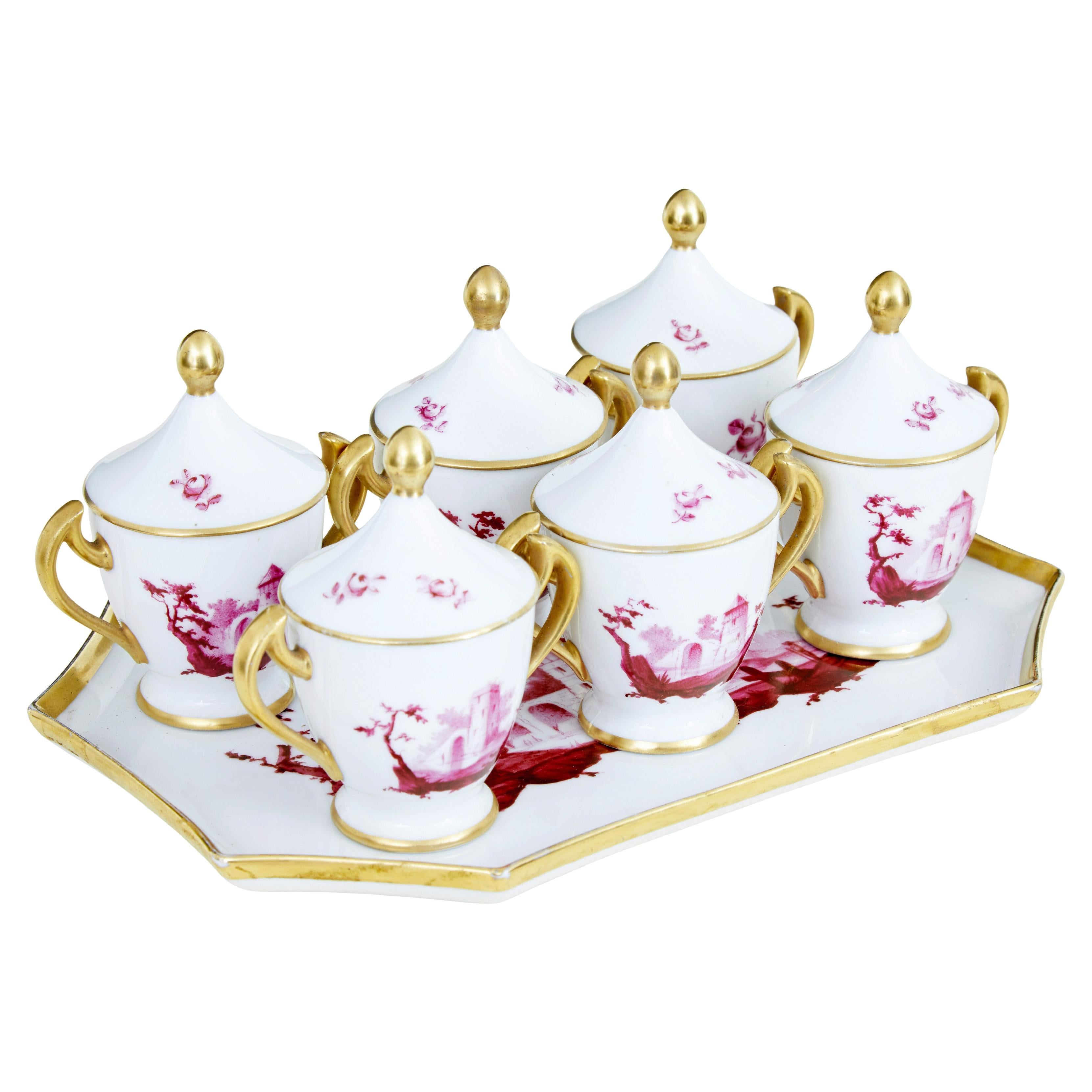 Juego de postre de 7 piezas de porcelana francesa del siglo XX en venta