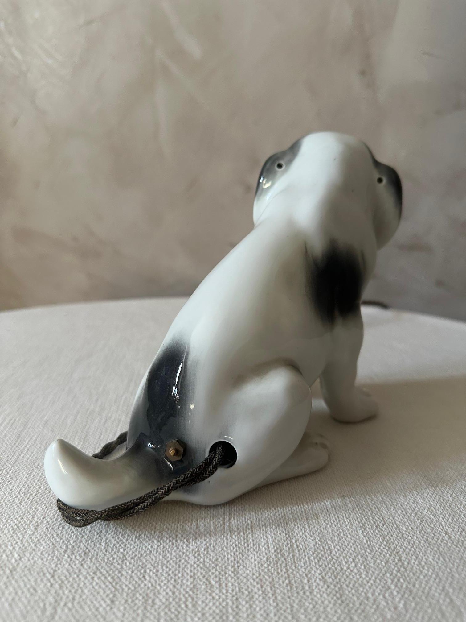 20th century French Porcelain Puppy Table Lamp, 1920s For Sale 2