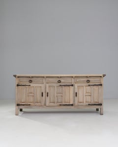 20th Century French Primitive Oak Buffet With Iron Hardware
