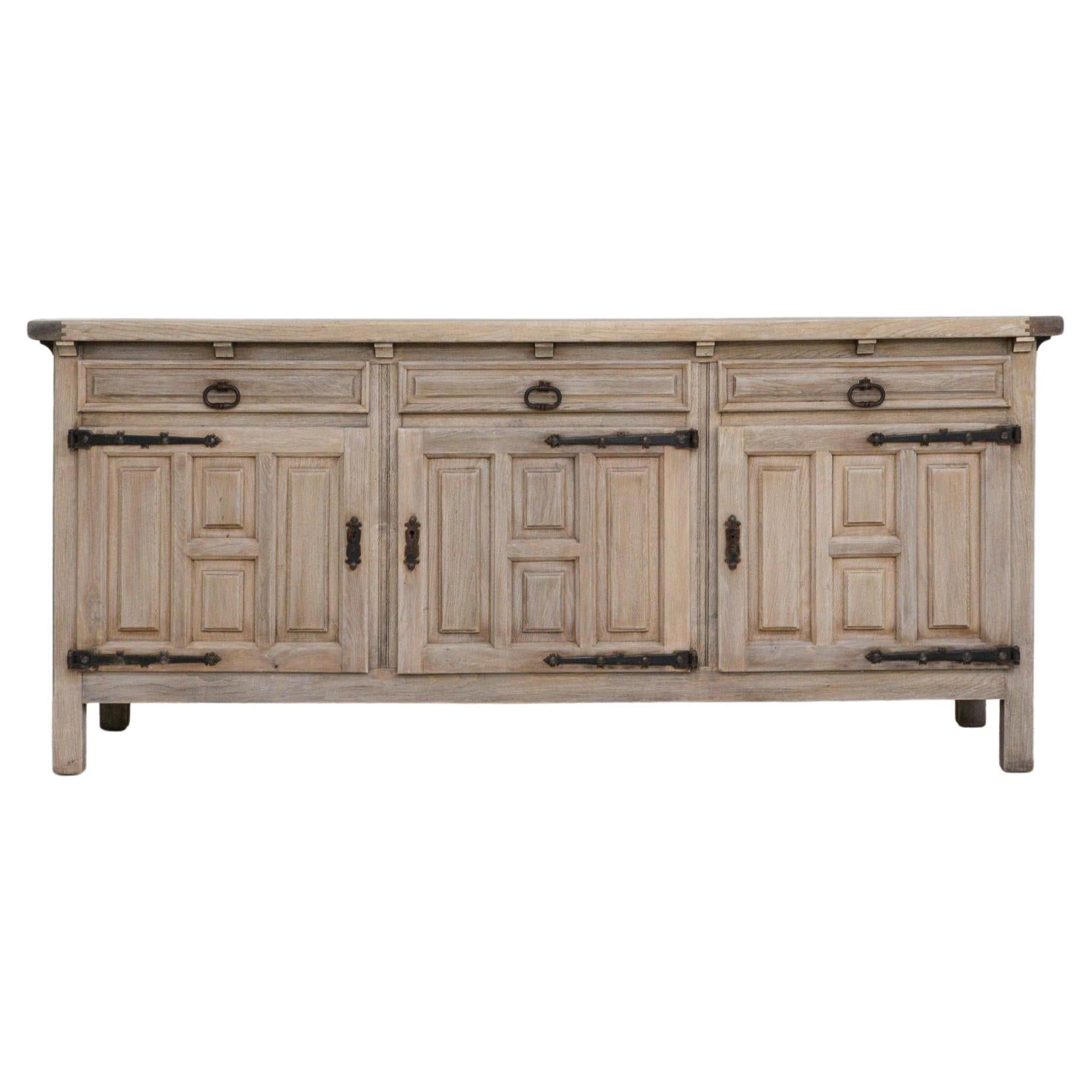 20th Century French Primitive Oak Buffet With Iron Hardware