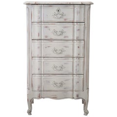 20th Century French Provencal Louis XV Style Painted Commode with Five Drawers