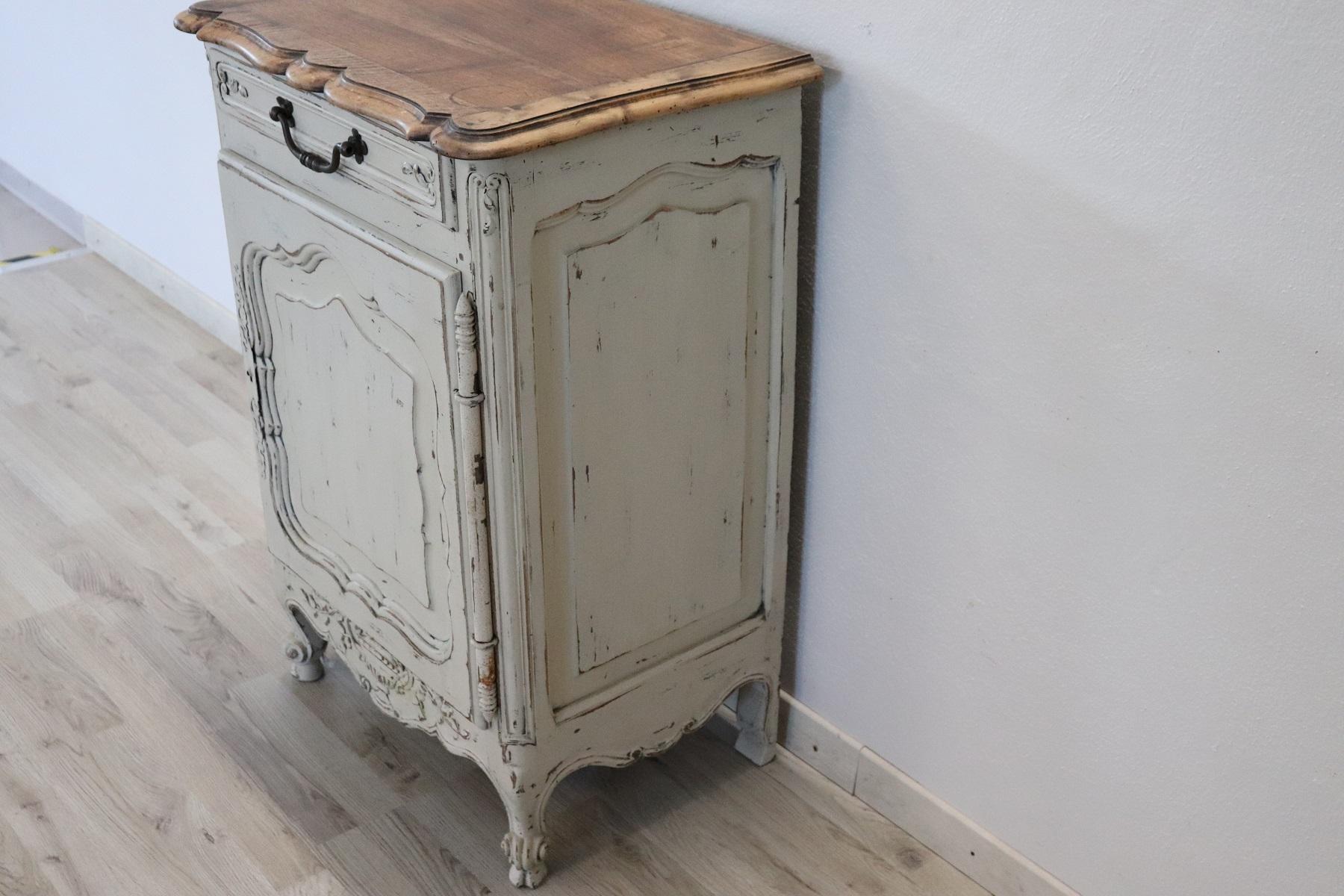 Wood 20th Century French Provencal Louis XV Style Painted Small Buffet or Nightstand