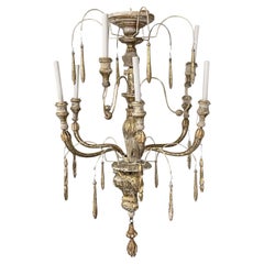 20th Century French Provincial Antique Three Tiered Pine Candelabra Chandelier