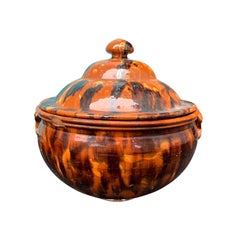 20th Century French Provincial Glazed Porcelain Lidded Jar