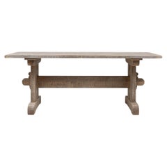20th Century French Provincial Oak Dining Table with Carved Design