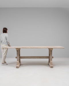 20th Century French Provincial Oak Dining Table with Mortise and Tenon