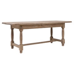 20th Century French Provincial Oak Dining Table with Rounded Edges
