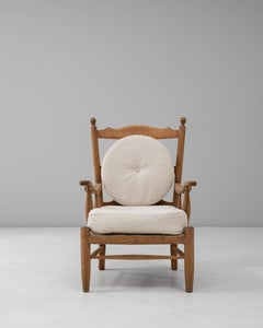 20th Century French Provincial Style Oak Armchair with Sculpted Back and Round
