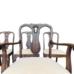 20th Century French Provincial Style Set of Six Vintage Walnut Dining Room Chair