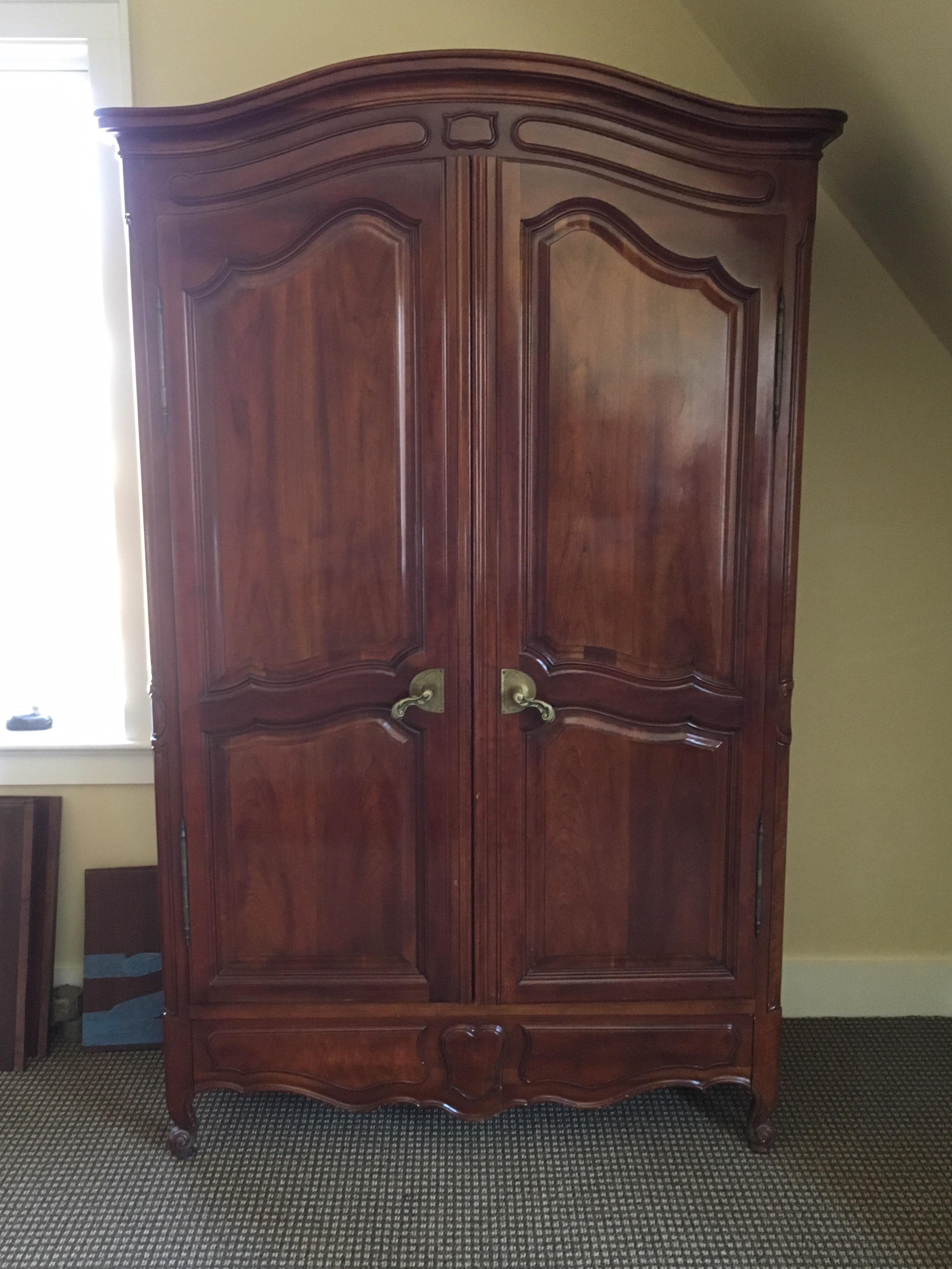 American 20th Century French Provincial Style Walnut Armoire by John Widdicomb For Sale