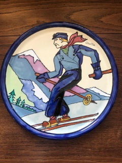 20th Century French Quimper Odetta Pair of Faience Decorating Plates, 1920s