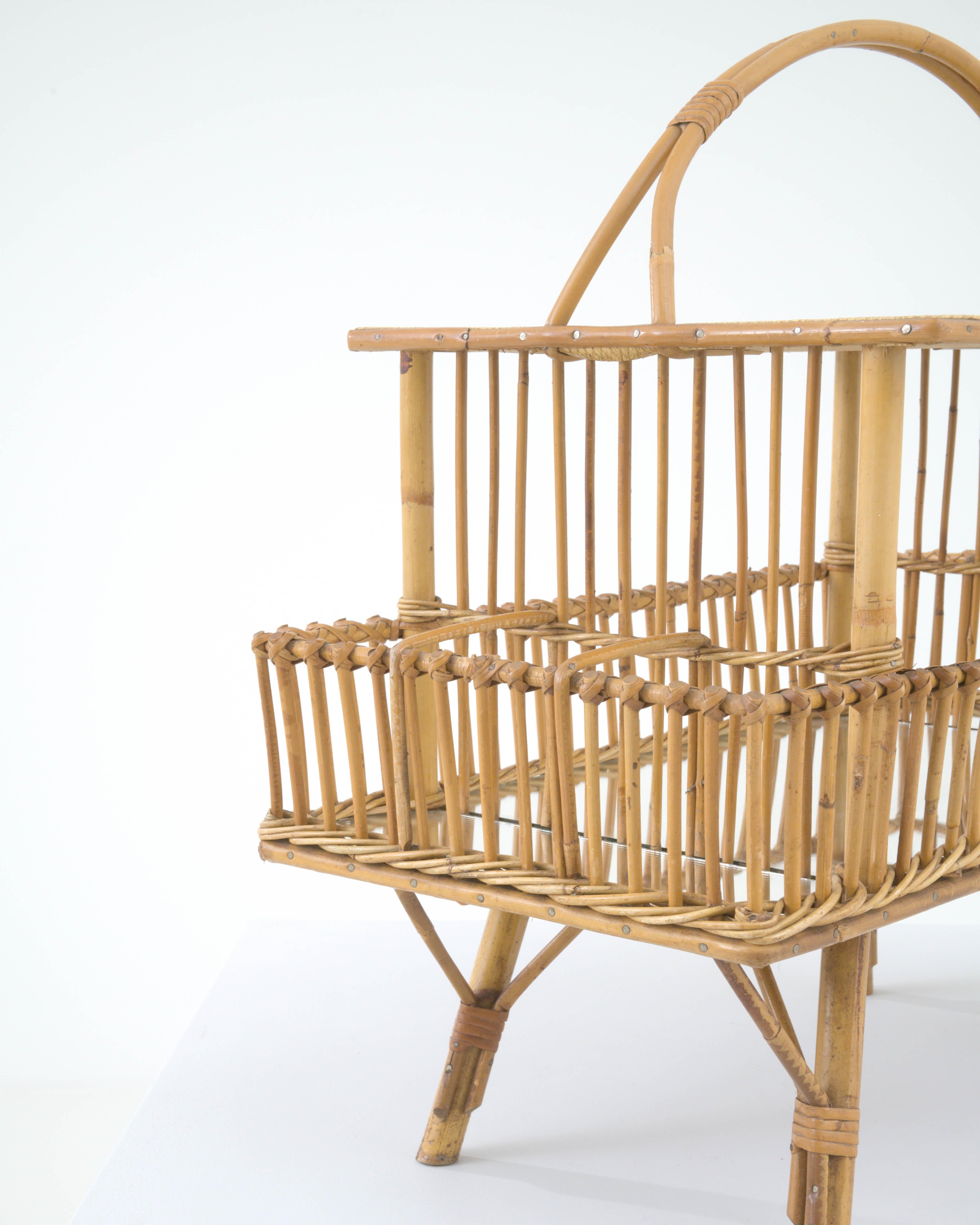 20th Century French Rattan and Bamboo Bottle Holder 2