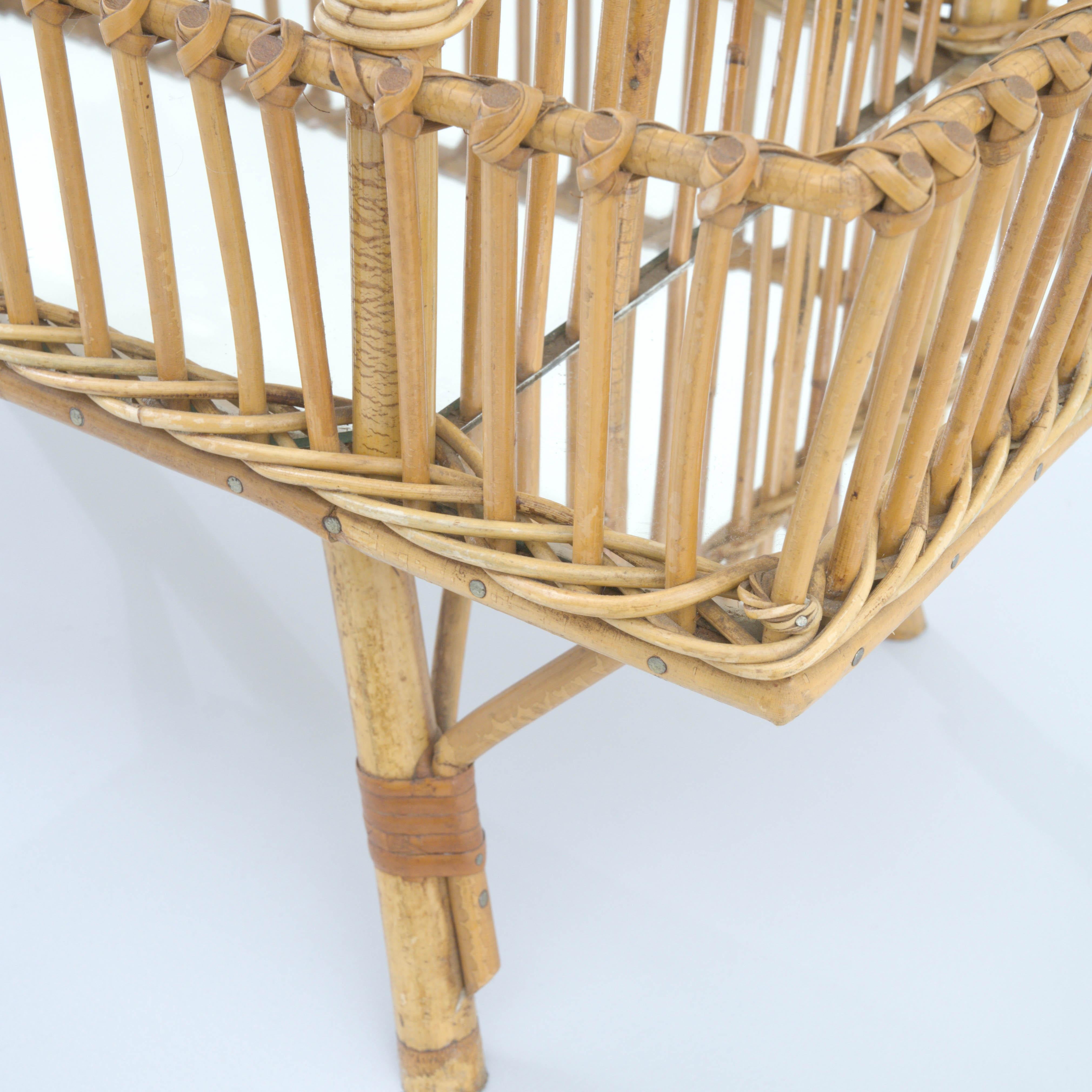 20th Century French Rattan and Bamboo Bottle Holder 4
