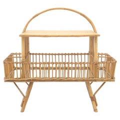 20th Century French Rattan and Bamboo Bottle Holder