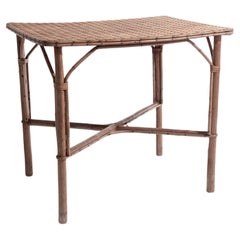 Vintage 20th Century French Rattan & Cane Side Table