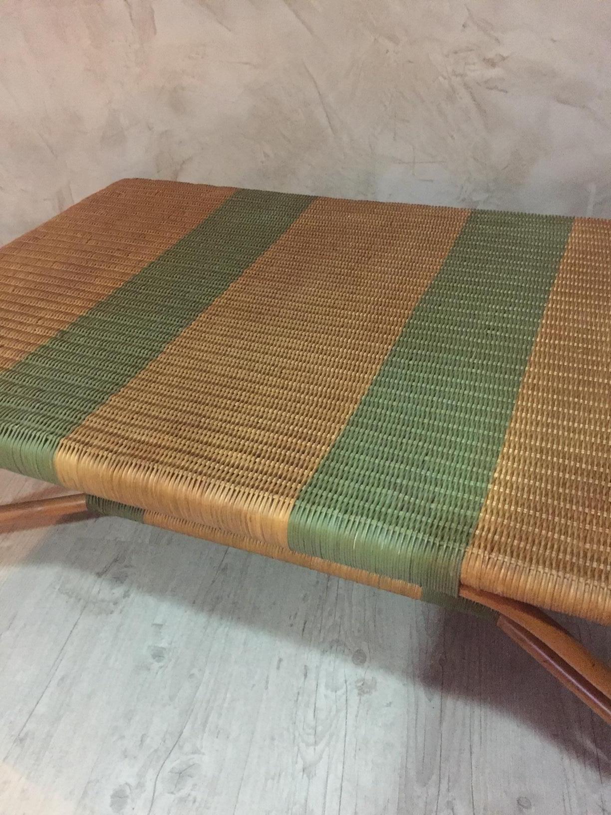 20th Century, French Rattan Coffee Table Signed by Grange, 1980s In Good Condition In LEGNY, FR