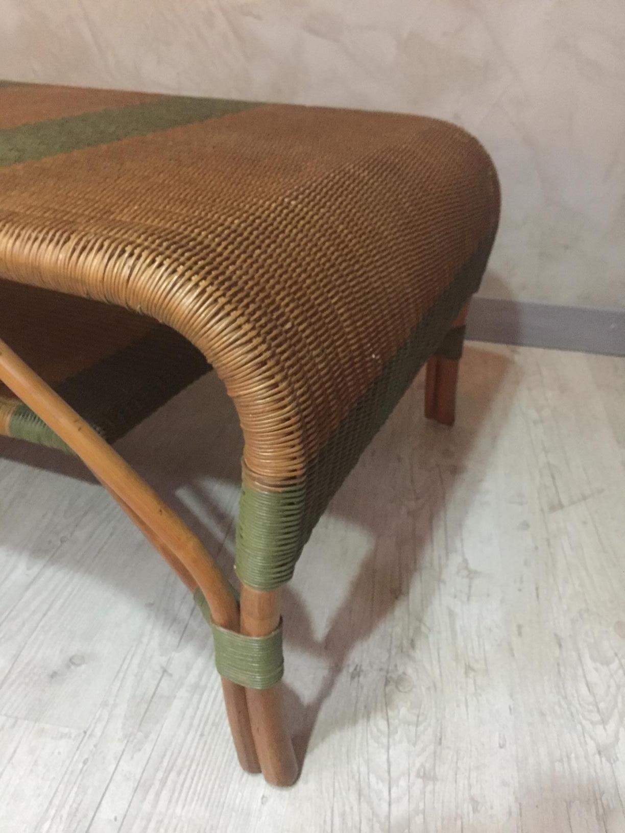 Late 20th Century 20th Century, French Rattan Coffee Table Signed by Grange, 1980s