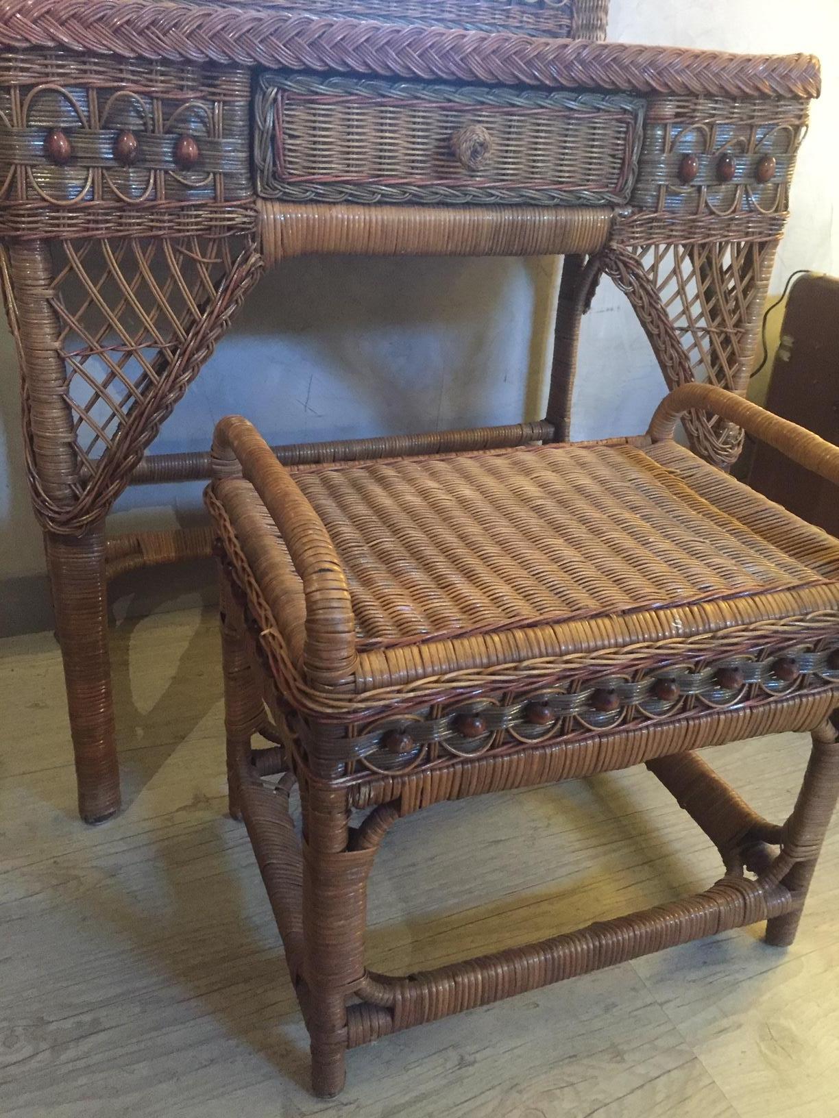 20th Century, French Rattan Dressing Table, 1960s 8