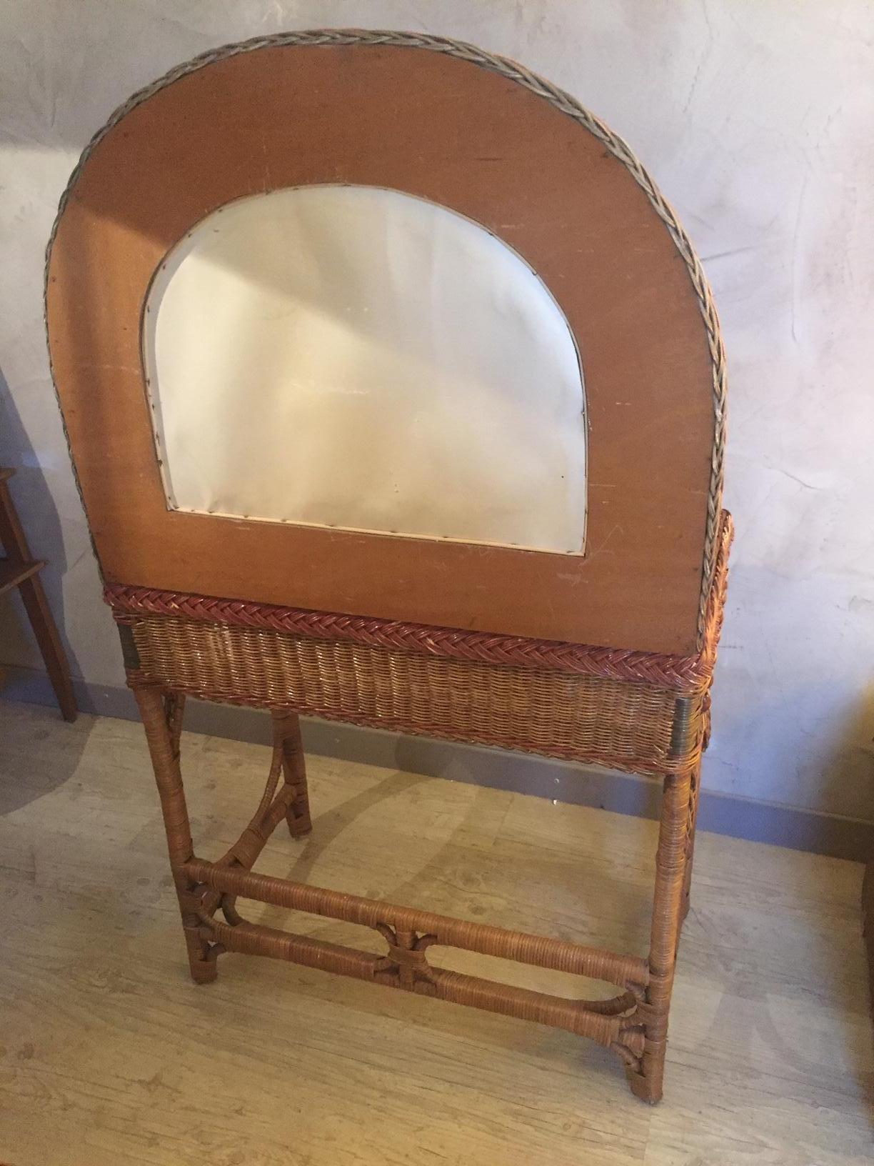 20th Century, French Rattan Dressing Table, 1960s 10