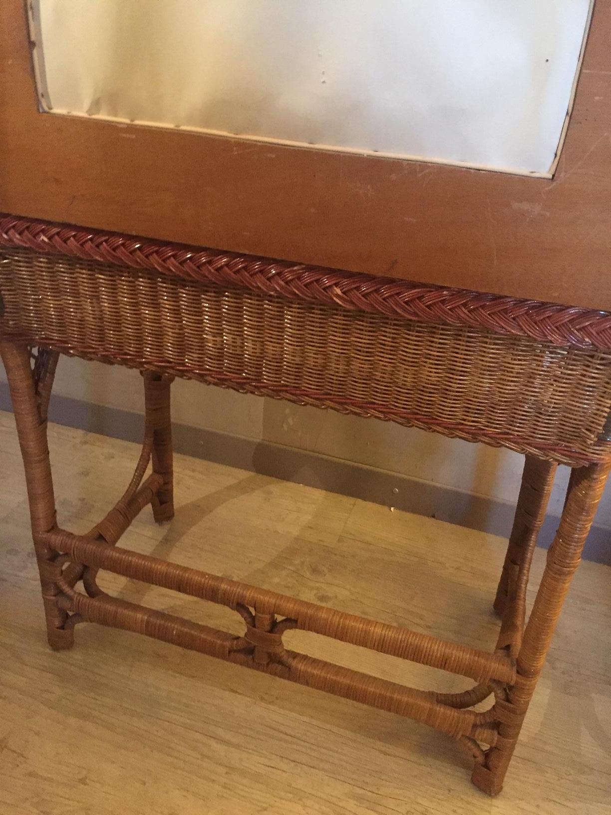 20th Century, French Rattan Dressing Table, 1960s 11