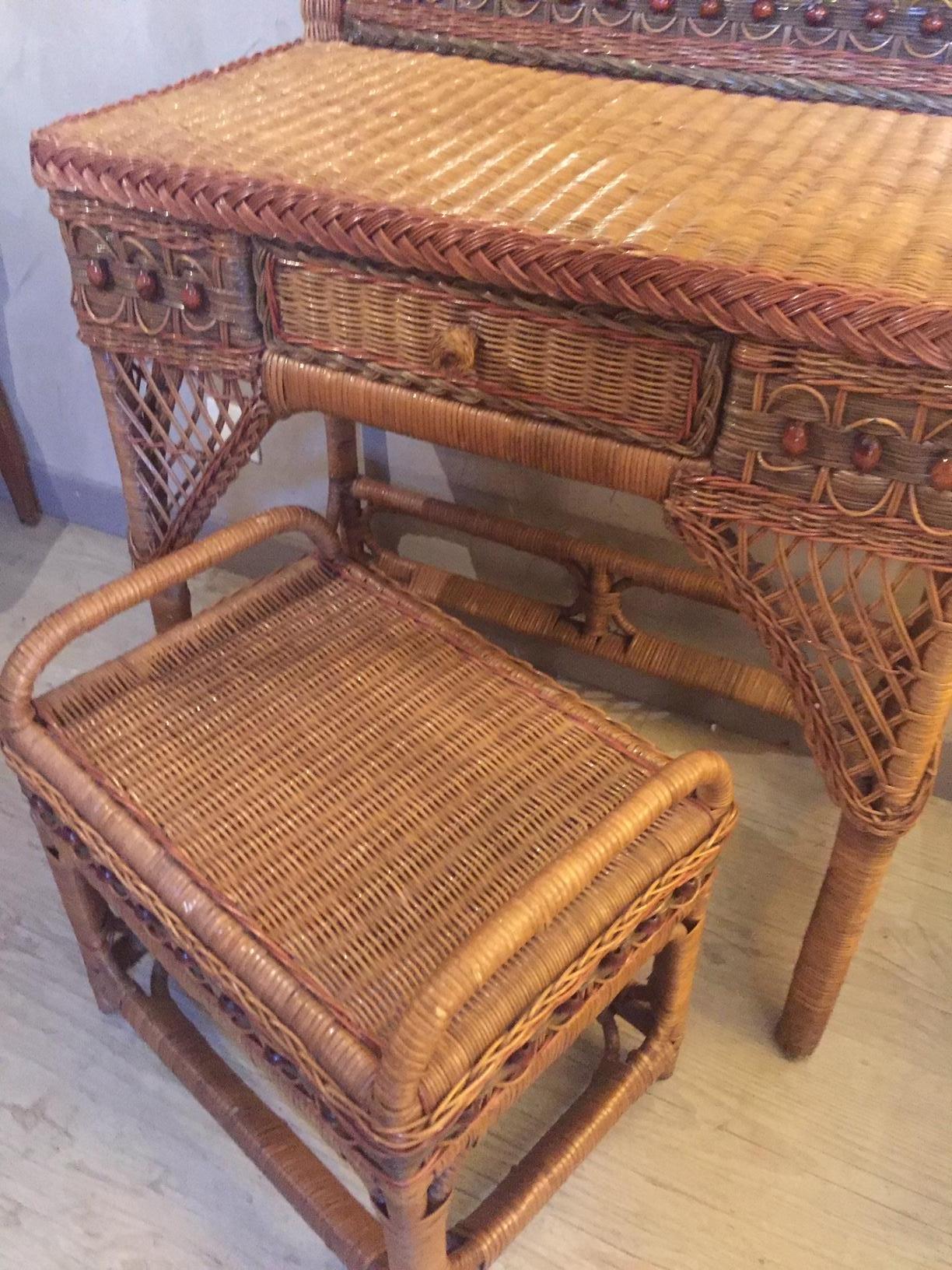 20th Century, French Rattan Dressing Table, 1960s 3