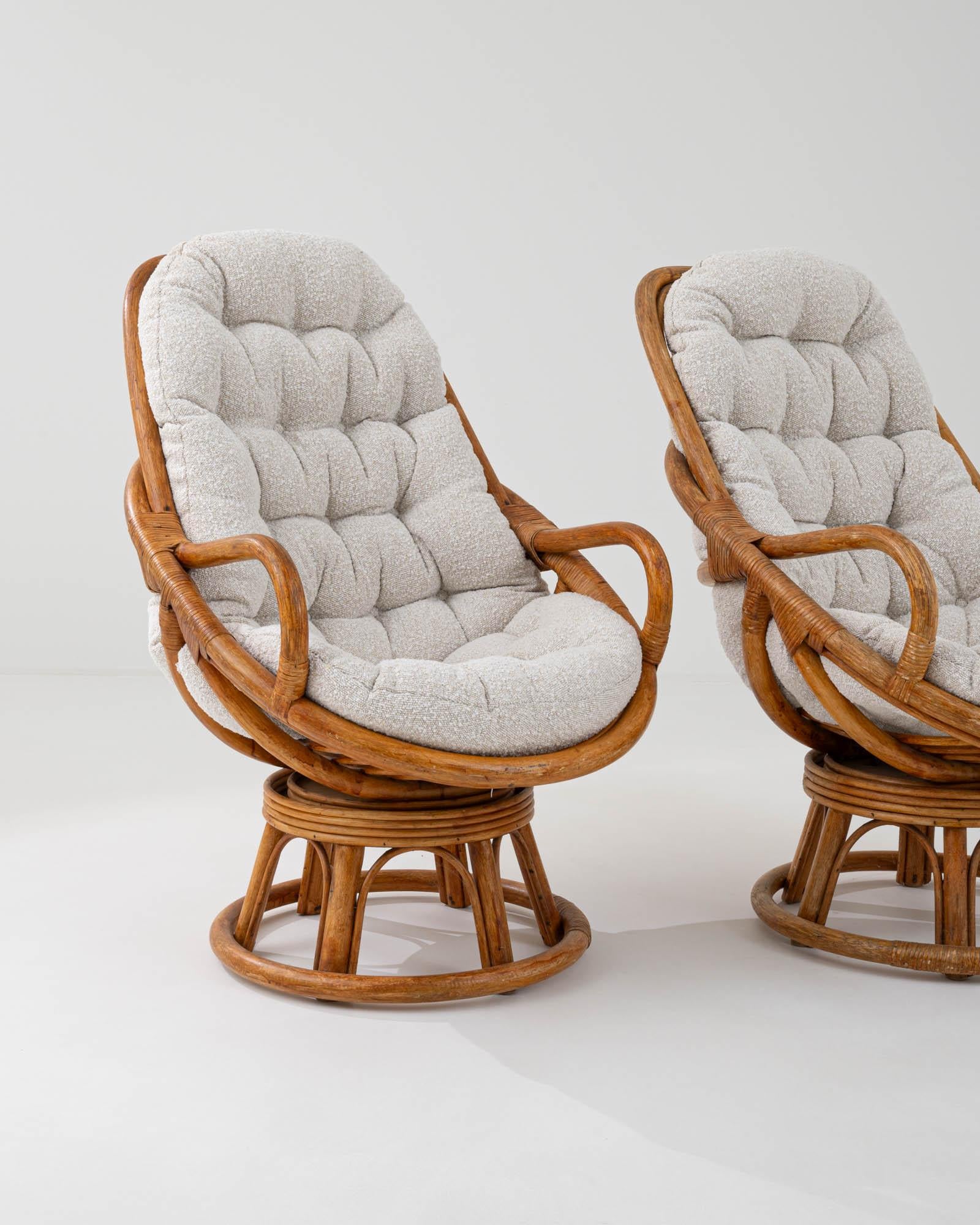 20th Century French Rattan Swivel Armchairs, a Pair 6