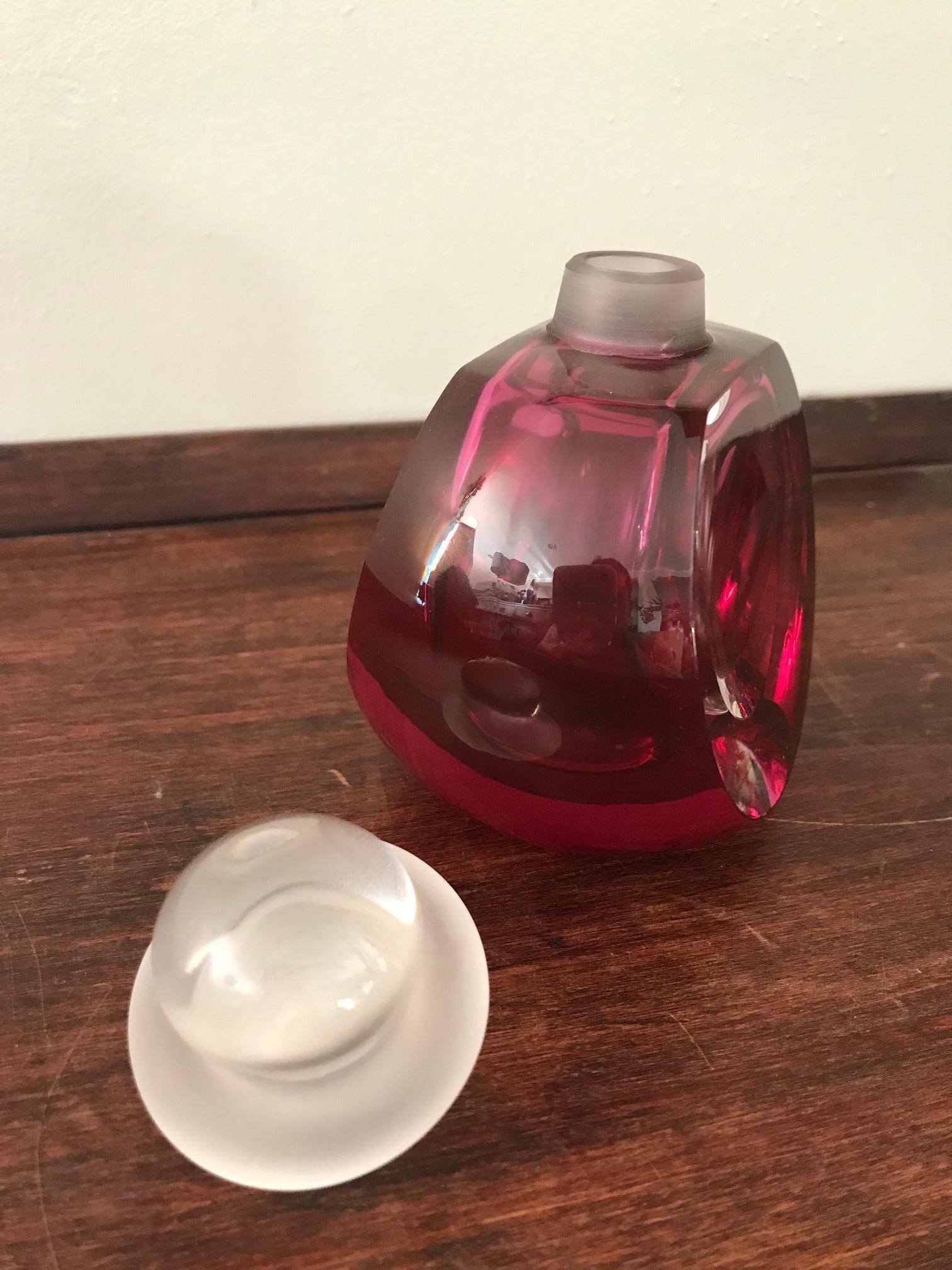 20th Century French Red Glass Perfume Bottle, 1940s 1