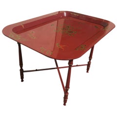 20th Century French Red Glossy Tray Table, 1970s