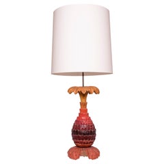 20th Century French Red Painted Pineapple Table Lamp by Maison Jansen